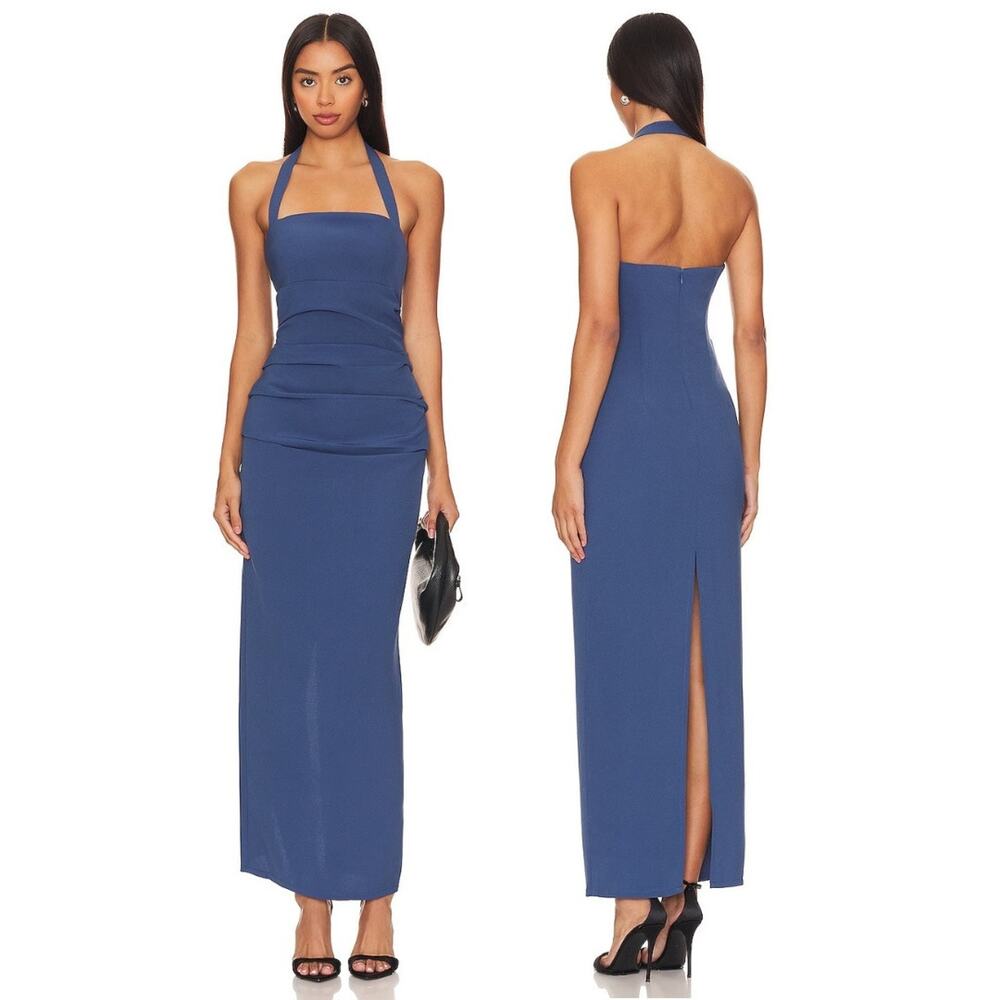 LIONESS 1999 Maxi Dress Halter Ruched Party Formal Prom Gala Bridesmaid Hoco S